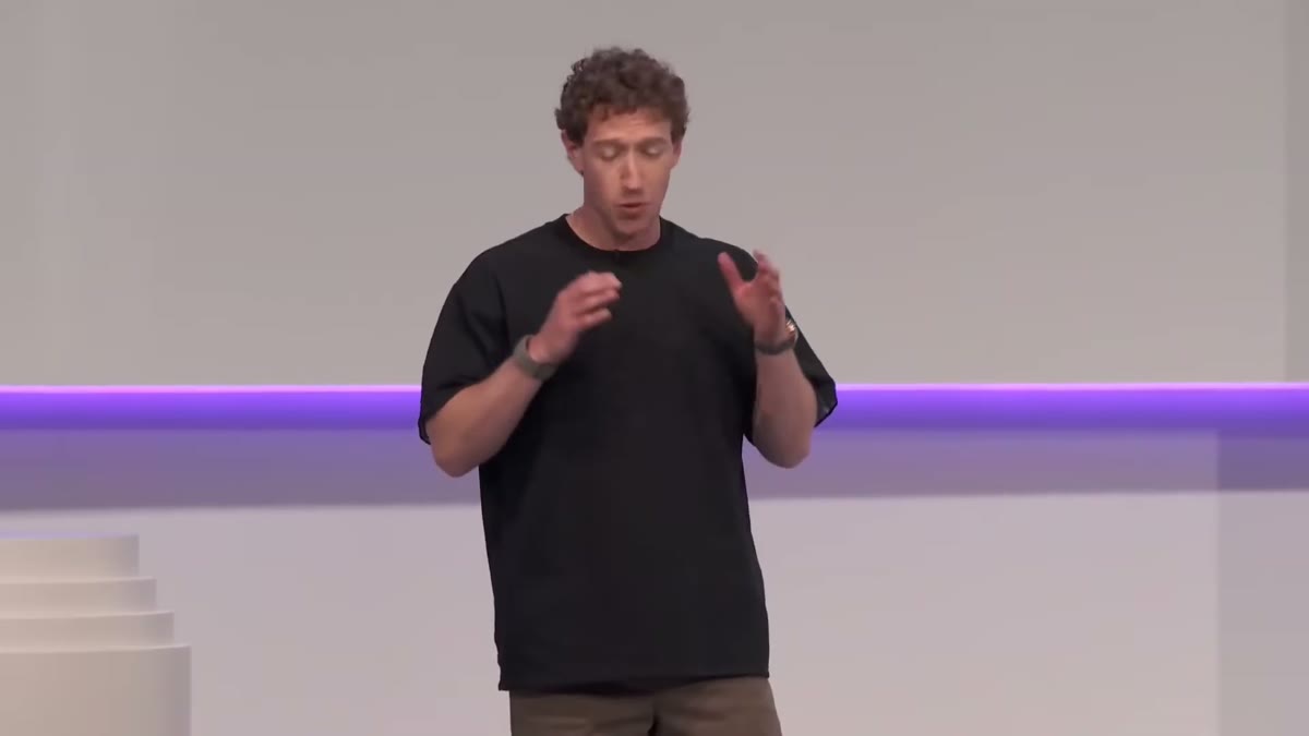 Mark Zuckerberg presenting on stage at Meta Connect 2025.